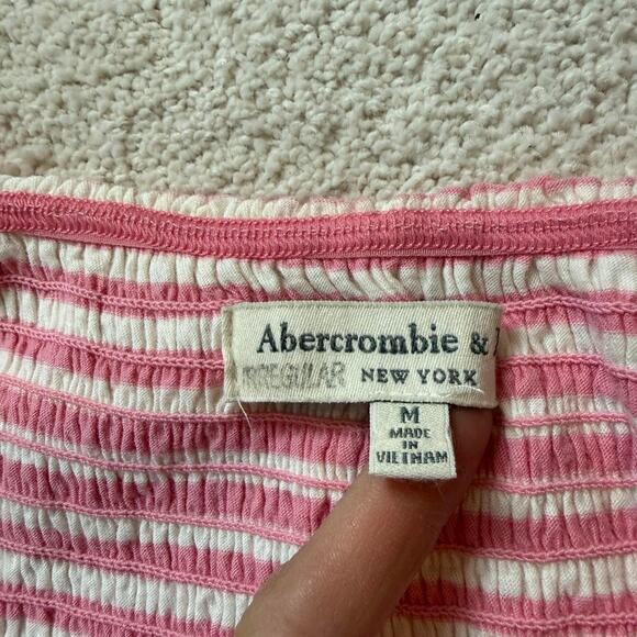 Y2k abercrombie and fitch pink and white striped babydoll top with lace trim - Picture 4 of 7